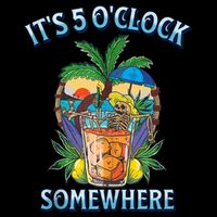It's 5 O’clock Somewhere Summer Retro Sunset Drinking Drawstring Bag