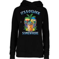 It's 5 O’clock Somewhere Summer Retro Sunset Drinking Womens Funnel Neck Pullover Hood