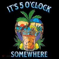 It's 5 O’clock Somewhere Summer Retro Sunset Drinking Flatbill Hat