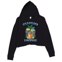 It's 5 O’clock Somewhere Summer Retro Sunset Drinking Crop Fleece Hoodie