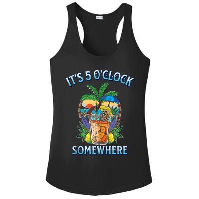 It's 5 O’clock Somewhere Summer Retro Sunset Drinking Ladies PosiCharge Competitor Racerback Tank