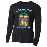It's 5 O’clock Somewhere Summer Retro Sunset Drinking Cooling Performance Long Sleeve Crew
