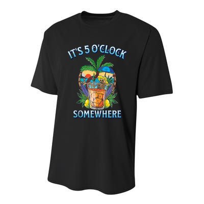 It's 5 O’clock Somewhere Summer Retro Sunset Drinking Youth Performance Sprint T-Shirt