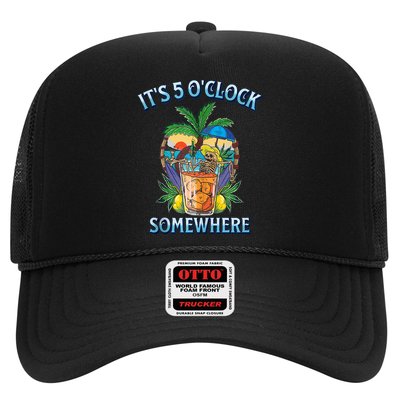 It's 5 O’clock Somewhere Summer Retro Sunset Drinking Trucker Hat