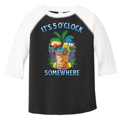 It's 5 O’clock Somewhere Summer Retro Sunset Drinking Toddler Fine Jersey T-Shirt