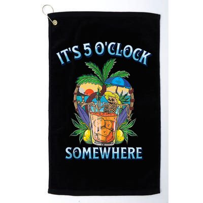 It's 5 O’clock Somewhere Summer Retro Sunset Drinking Golf Towel