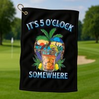 It's 5 O’clock Somewhere Summer Retro Sunset Drinking Golf Towel