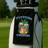 It's 5 O’clock Somewhere Summer Retro Sunset Drinking Golf Towel