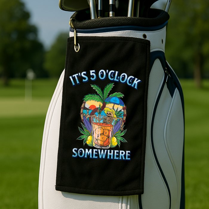 It's 5 O’clock Somewhere Summer Retro Sunset Drinking Golf Towel