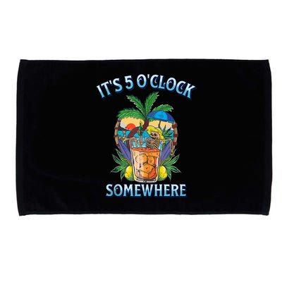 It's 5 O’clock Somewhere Summer Retro Sunset Drinking Microfiber Hand Towel