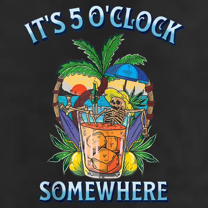 It's 5 O’clock Somewhere Summer Retro Sunset Drinking Microfiber Hand Towel