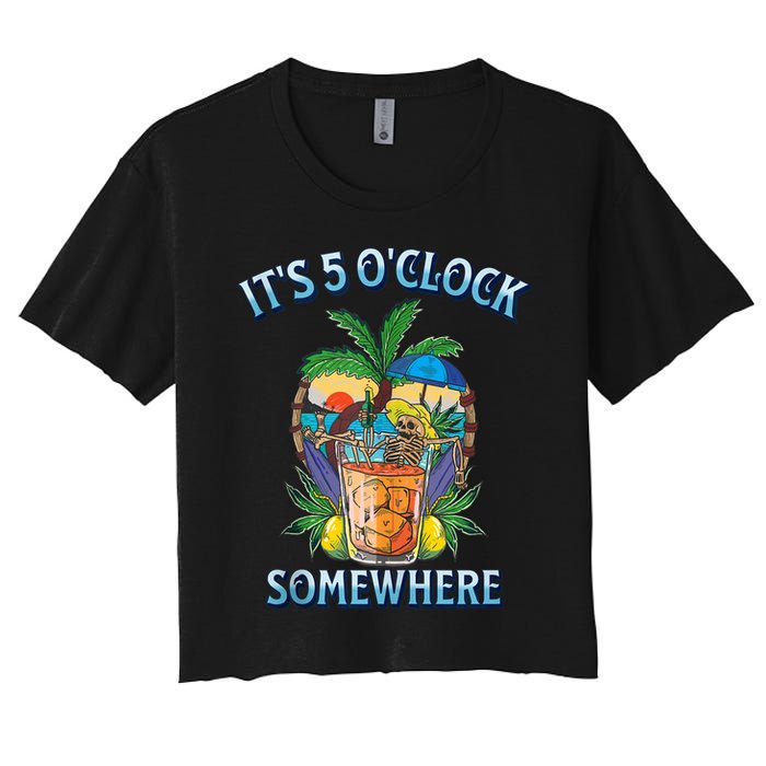 It's 5 O’clock Somewhere Summer Retro Sunset Drinking Crop Top