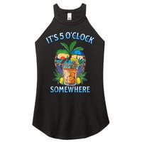 It's 5 O’clock Somewhere Summer Retro Sunset Drinking Women's Perfect Tri Rocker Tank