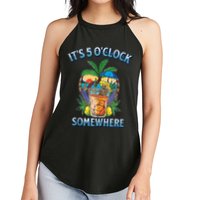 It's 5 O’clock Somewhere Summer Retro Sunset Drinking Women's Perfect Tri Rocker Tank