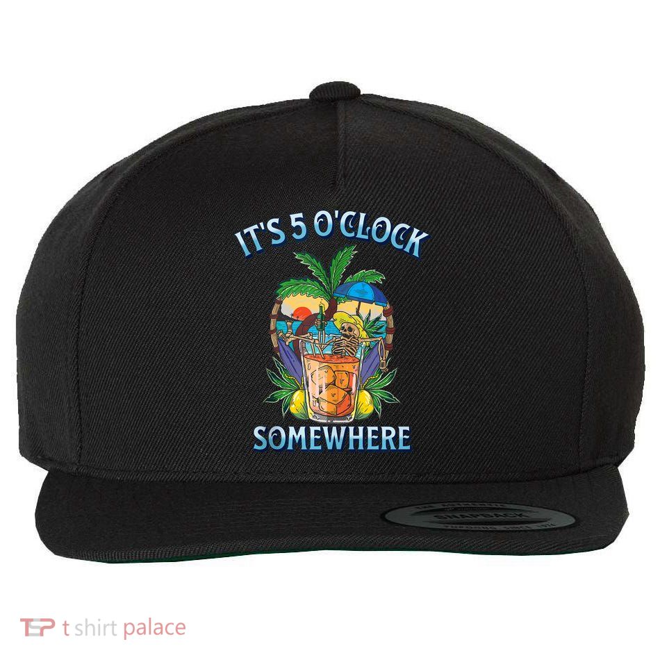 It's 5 O’clock Somewhere Summer Retro Sunset Drinking Wool Snapback Cap