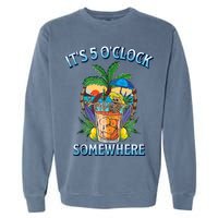 It's 5 O’clock Somewhere Summer Retro Sunset Drinking Garment-Dyed Sweatshirt