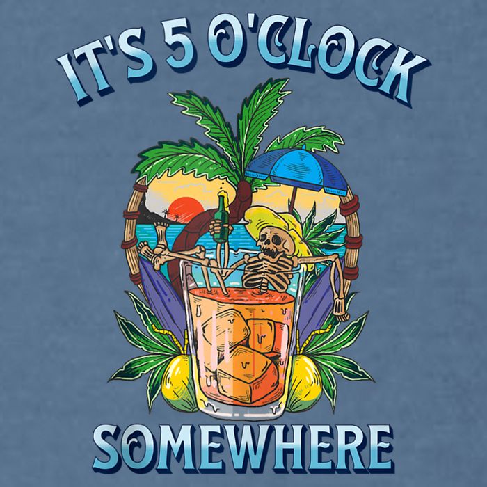 It's 5 O’clock Somewhere Summer Retro Sunset Drinking Garment-Dyed Sweatshirt