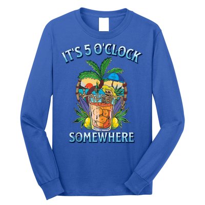 It's 5 O’clock Somewhere Summer Retro Sunset Drinking Long Sleeve Shirt
