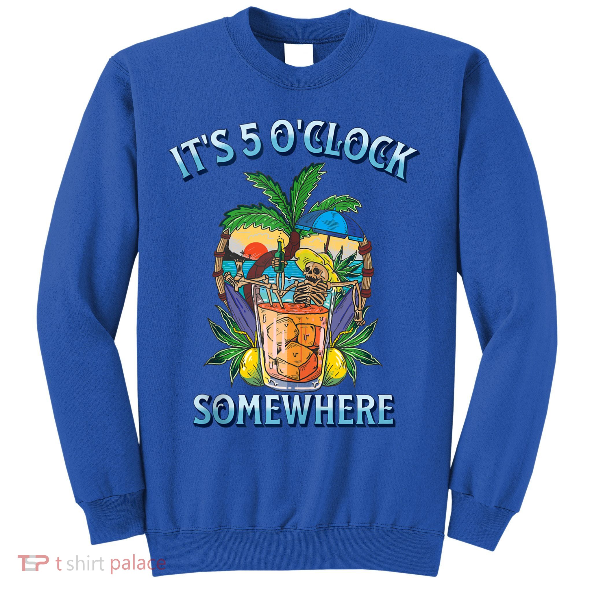 It's 5 O’clock Somewhere Summer Retro Sunset Drinking Sweatshirt