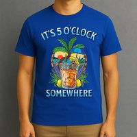 It's 5 O’clock Somewhere Summer Retro Sunset Drinking T-Shirt