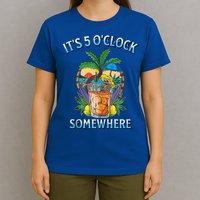 It's 5 O’clock Somewhere Summer Retro Sunset Drinking T-Shirt