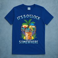 It's 5 O’clock Somewhere Summer Retro Sunset Drinking T-Shirt