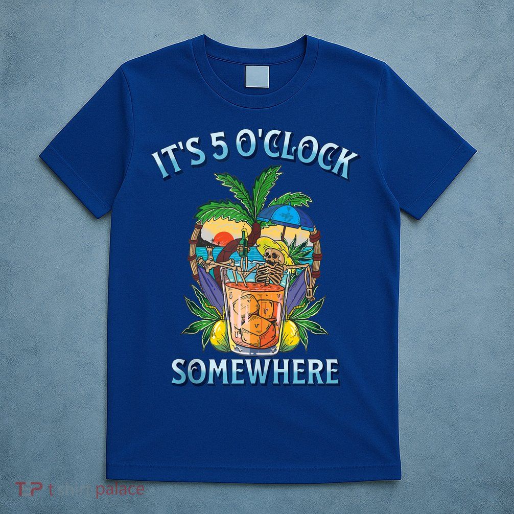 It's 5 O’clock Somewhere Summer Retro Sunset Drinking T-Shirt