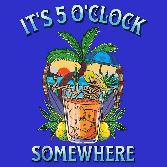 It's 5 O’clock Somewhere Summer Retro Sunset Drinking Tall T-Shirt