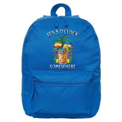 It's 5 O’clock Somewhere Summer Retro Sunset Drinking 16 in Basic Backpack