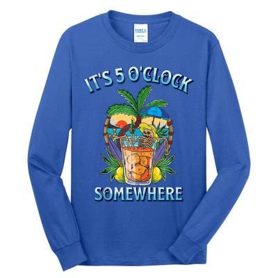 It's 5 O’clock Somewhere Summer Retro Sunset Drinking Tall Long Sleeve T-Shirt