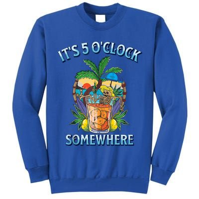 It's 5 O’clock Somewhere Summer Retro Sunset Drinking Tall Sweatshirt