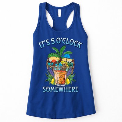 It's 5 O’clock Somewhere Summer Retro Sunset Drinking Womens Tank Top