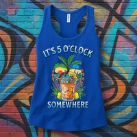 It's 5 O’clock Somewhere Summer Retro Sunset Drinking Womens Tank Top