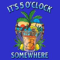 It's 5 O’clock Somewhere Summer Retro Sunset Drinking Stripe Pom Pom Beanie