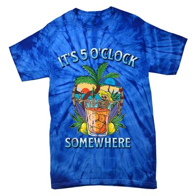 It's 5 O’clock Somewhere Summer Retro Sunset Drinking Tie-Dye T-Shirt