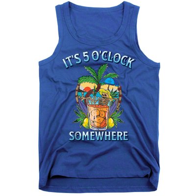 It's 5 O’clock Somewhere Summer Retro Sunset Drinking Tank Top