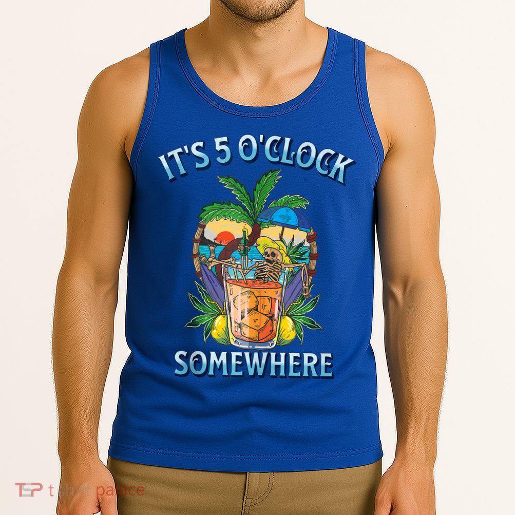 It's 5 O’clock Somewhere Summer Retro Sunset Drinking Tank Top
