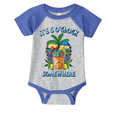 It's 5 O’clock Somewhere Summer Retro Sunset Drinking Infant Baby Jersey Bodysuit