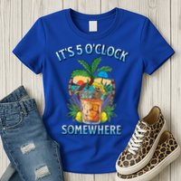 It's 5 O’clock Somewhere Summer Retro Sunset Drinking Womens T-Shirt