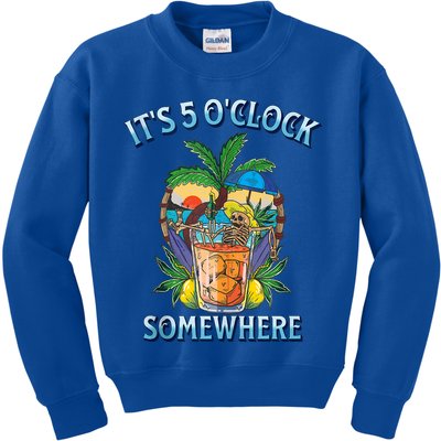 It's 5 O’clock Somewhere Summer Retro Sunset Drinking Kids Sweatshirt