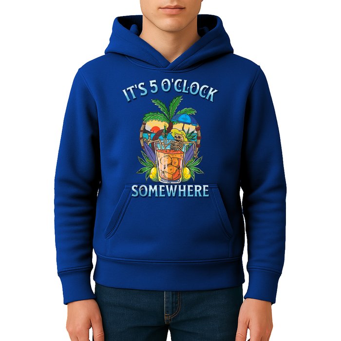 It's 5 O’clock Somewhere Summer Retro Sunset Drinking Kids Hoodie