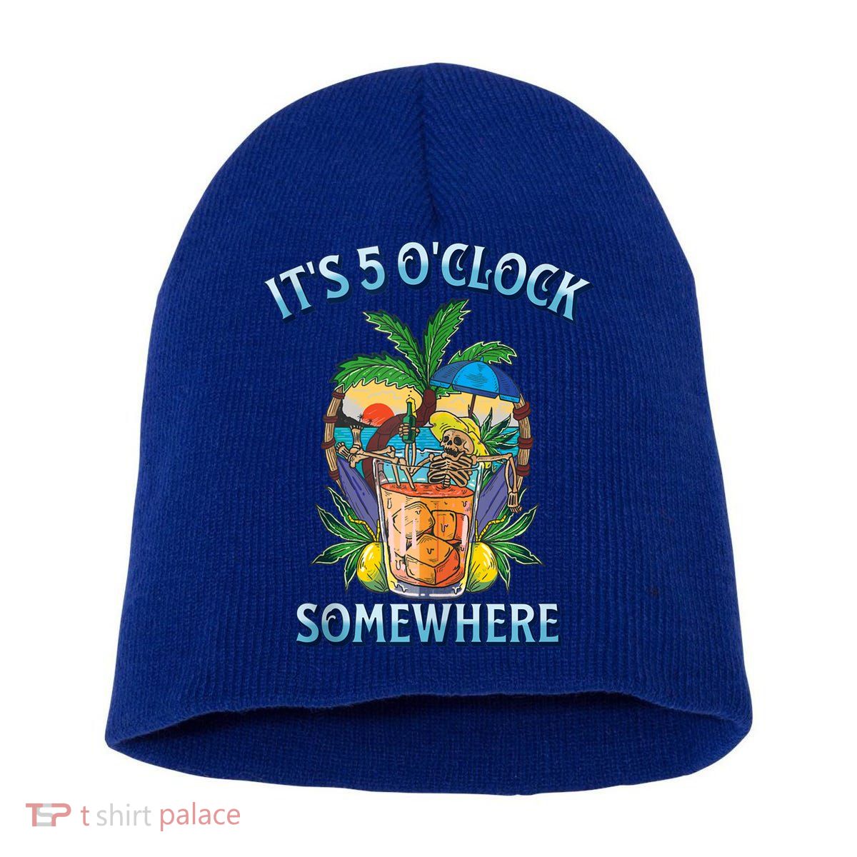 It's 5 O’clock Somewhere Summer Retro Sunset Drinking Short Acrylic Beanie