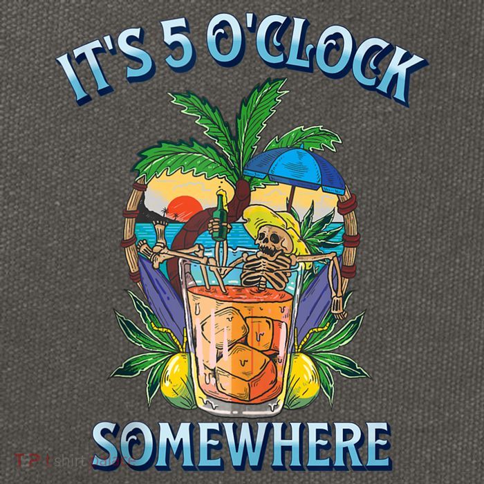 It's 5 O’clock Somewhere Summer Retro Sunset Drinking Cotton Canvas Backpack
