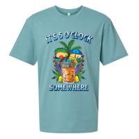 It's 5 O’clock Somewhere Summer Retro Sunset Drinking Sueded Cloud Jersey T-Shirt