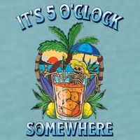 It's 5 O’clock Somewhere Summer Retro Sunset Drinking Sueded Cloud Jersey T-Shirt