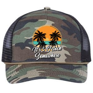 Its 5 O Clock Somewhere Funny Vacation Retro Rope Trucker Hat Cap