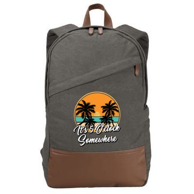 Its 5 O Clock Somewhere Funny Vacation Cotton Canvas Backpack