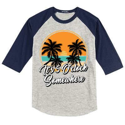 Its 5 O Clock Somewhere Funny Vacation Kids Colorblock Raglan Jersey