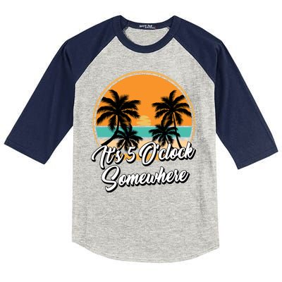 Its 5 O Clock Somewhere Funny Vacation Kids Colorblock Raglan Jersey