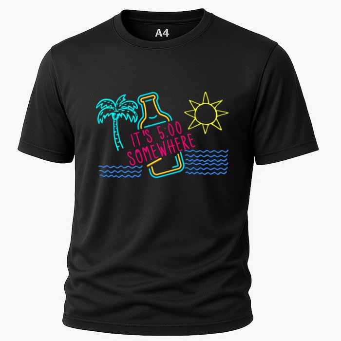 ItS 5 OClock Somewhere Beach Vacation Cooling Performance Crew T-Shirt